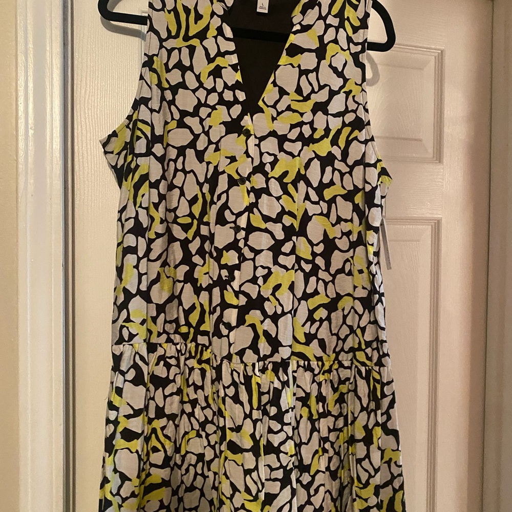 Nine West Black and Yellow Patterned Dress